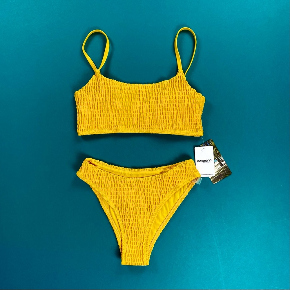 Mosmann Australia Ribbed Bikini Swim Set in Yellow Neon M NWT - Picture 2 of 4